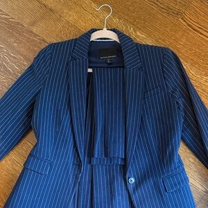 Banana Republic Navy and White Pinstripe Suit Blazer
